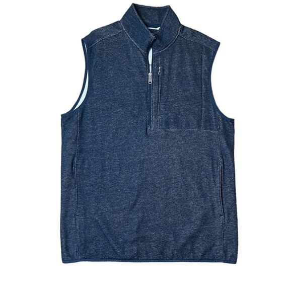 Duluth Trading Mens Threshold Fleece Vest Navy Blue Half Zip Sz L Tall - Picture 1 of 7